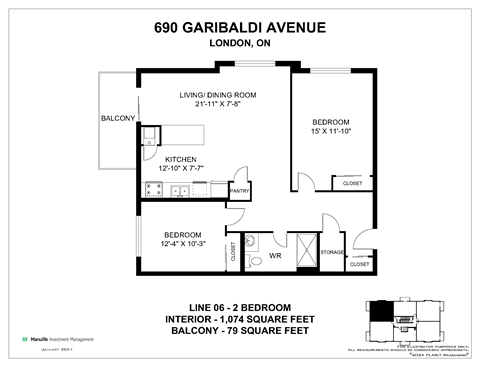 A floor plan for a property at 690 Garibaldi Avenue in London, Ontario, Canada.